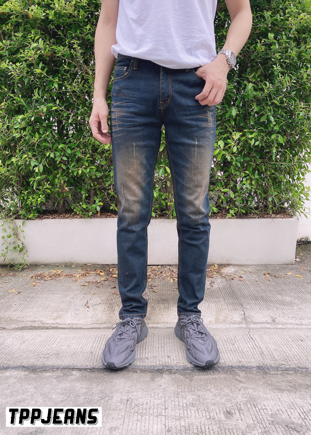 TPPJEANS Tim's Slim-Fit Denim กางเกงยีนส์ทรงสลิมฟิต สีบลูฟอกสนิม ผ้ายืด ทรงสวยเป้าซิป งานตัดเย็บอย่างดี Size 28-36 รับชำระปลายทาง