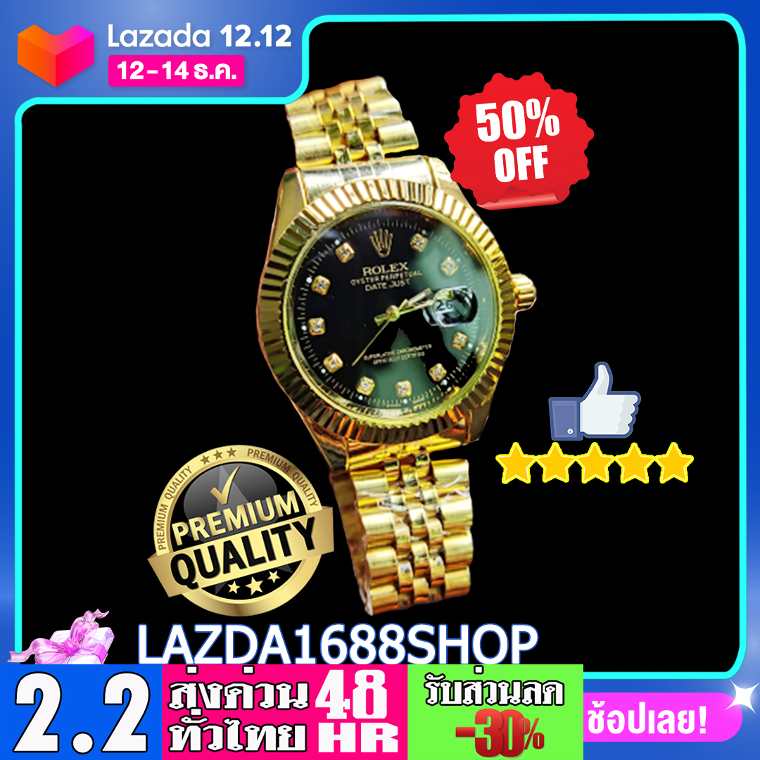(อันดับ1) RL Watch นาฬิกาข้อมือสายสแตนเลสสีทองคุณภาพดี นาฬิกาข้อมือผช รุ่น RL-1995-71 นาฬิกาสีทองขนาดหน้าปัด40มิลสายแตนเลสsusไม่ลอก. rolax lazda1688