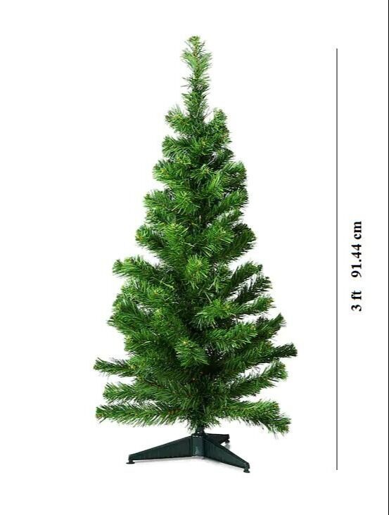 ต้นคริสต์มาสปลอม คริสต์มาส ตกแต่งคริสต์มาส ขนาด 3 ฟุต /90 เซนติเมตร / ขาพลาสติก ตกแต่งปาร์ตี้ สีเขียว Christmas tree X-mas DIY 3 Ft / 90 cm /Green