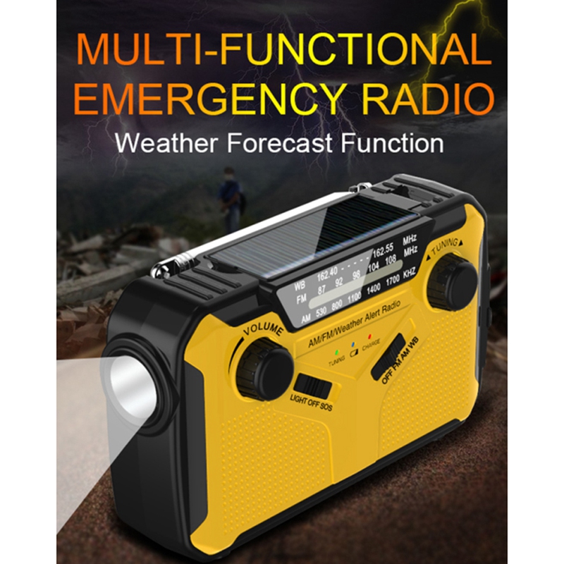 Digital AM/FM/WB Radio Solar Powered Hand Crank USB Output Radio ...