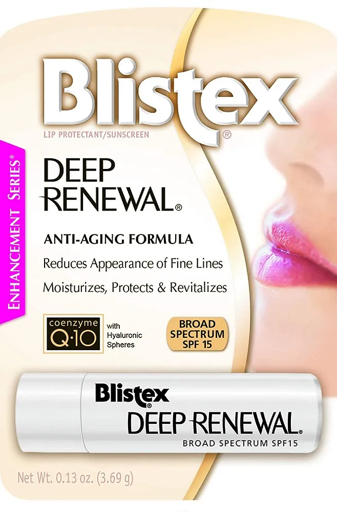 Blistex Deep Renewal Q10 SPF15 3.69g. - บริสเทค ดีพ รีนิววอล SPF 15 ลิปบาร์มฟื้นฟูริ้วรอยริมฝีปากผสม Q10 Premium Quality From USA (ลิปบาล์ม Lip Balm ลิปมัน ลิปกันแดดป้องกันปากดำคล้ำ)