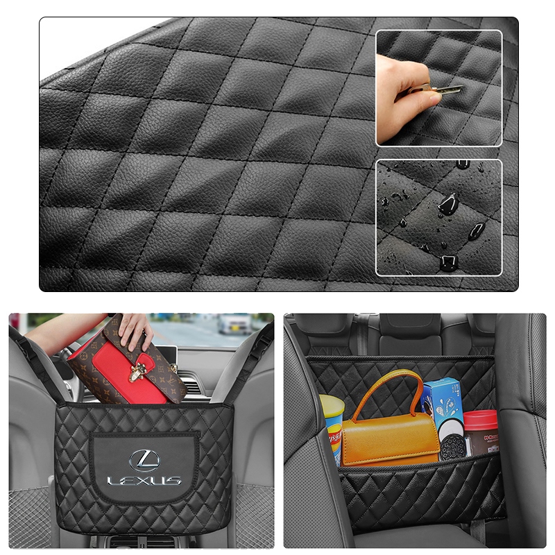 Leather Car Seat Back Organizer Bag Multi Function Storage Bag For