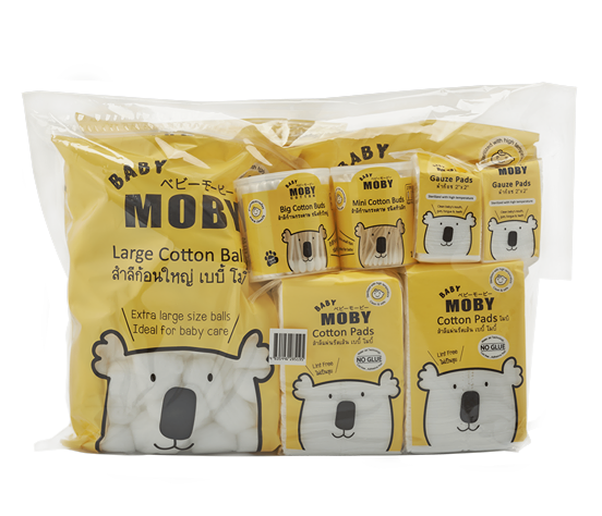 VALUE Pack Baby Moby สำลีไร้กาว ถุงน้ำนม แผ่นซับ ทิชชู่เปียก ของขวัญเด็กแรกเกิด  Baby moby เบบี้โมบี้ เซตของขวัญ  ของรับขวัญ ของเยี่ยม  ของรับขวัญเด็ก