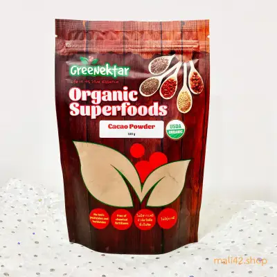Organic Organic Organic Cacao Powder, GreeNektar Brand Organic Superfoods, 100 g.