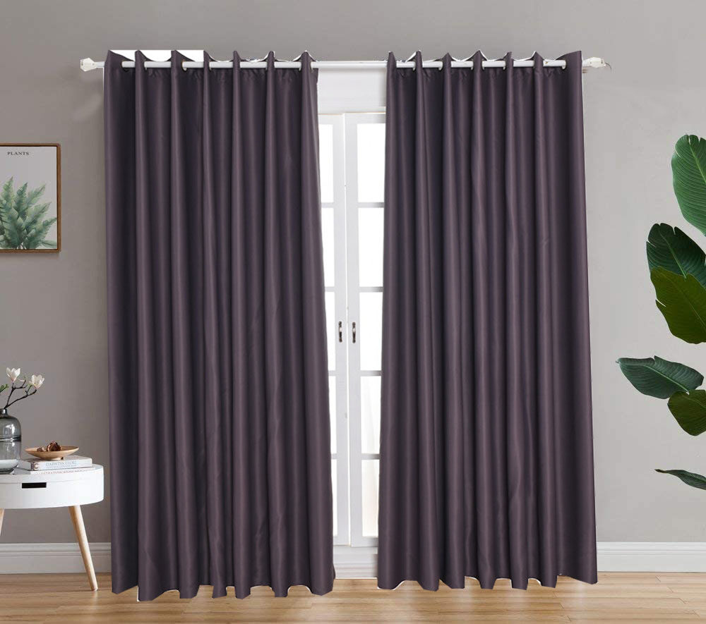 1 Panel Blackout Curtains Thermal Insulated with Grommet Curtains for Bedroom สี สีน้ำตาลเทา สี สีน้ำตาลเทาความกว้าง 130ความยาว 160