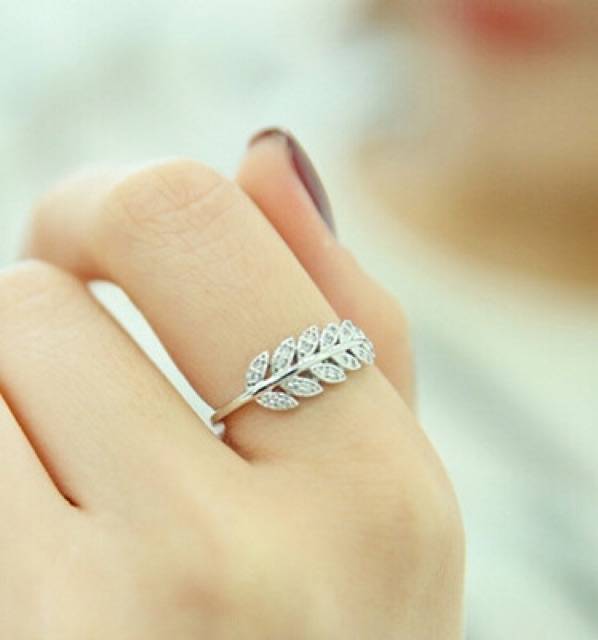แหวนใบมะกอกนำโชค แหวนผู้หญิง แหวนแห่งชัยชนะ ความโชคดี #ปรับขนาดได้