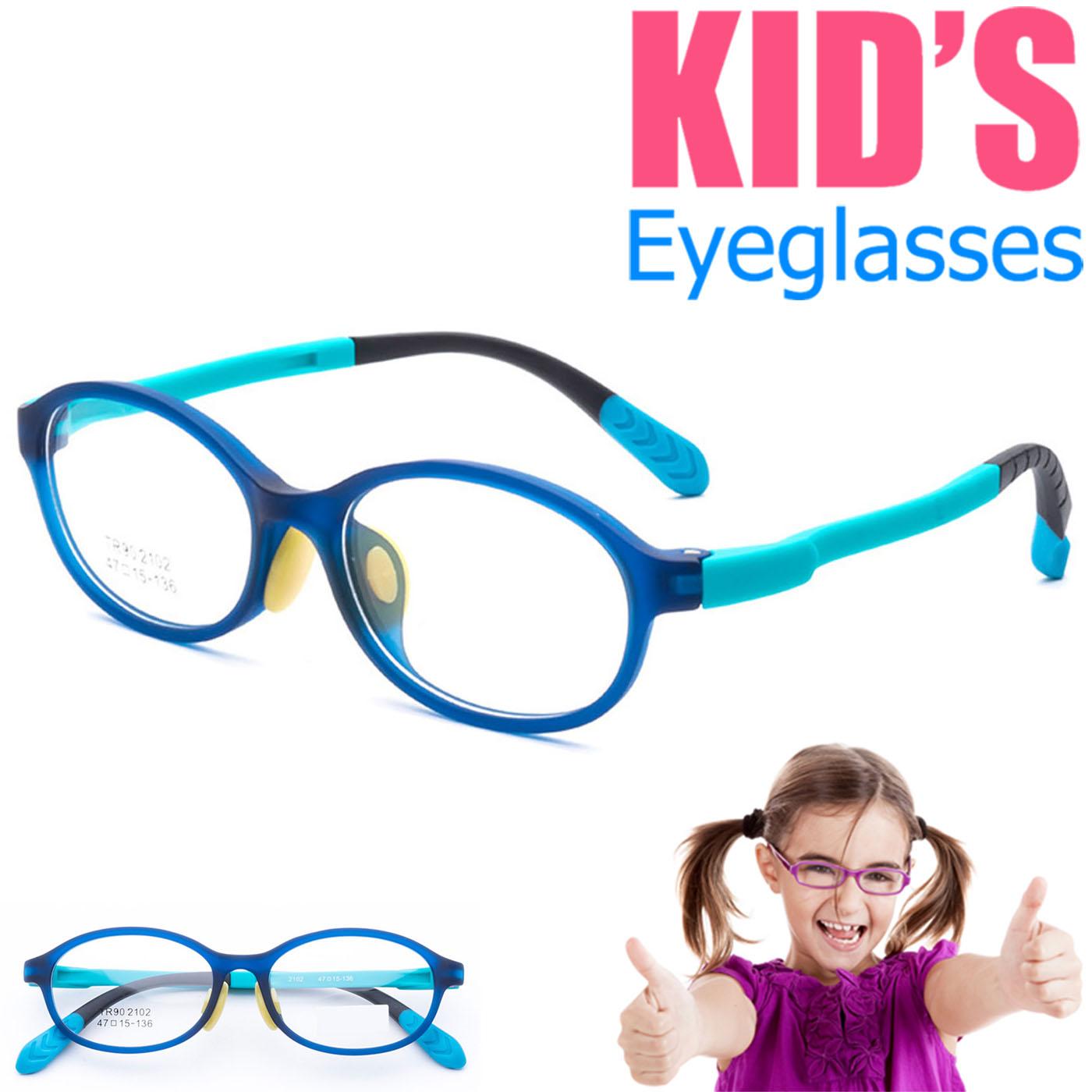 แว่นตาเกาหลีเด็ก Fashion Korea Children แว่นตาเด็ก รุ่น 2102 C-3 สีฟ้า กรอบแว่นตาเด็ก Oval รูปไข่แนวนอน Eyeglass baby frame ( สำหรับตัดเลนส์ ) วัสดุ TR-90 เบาและยืดหยุนได้สูง ขาข้อต่อ Kid eyewear Glasses
