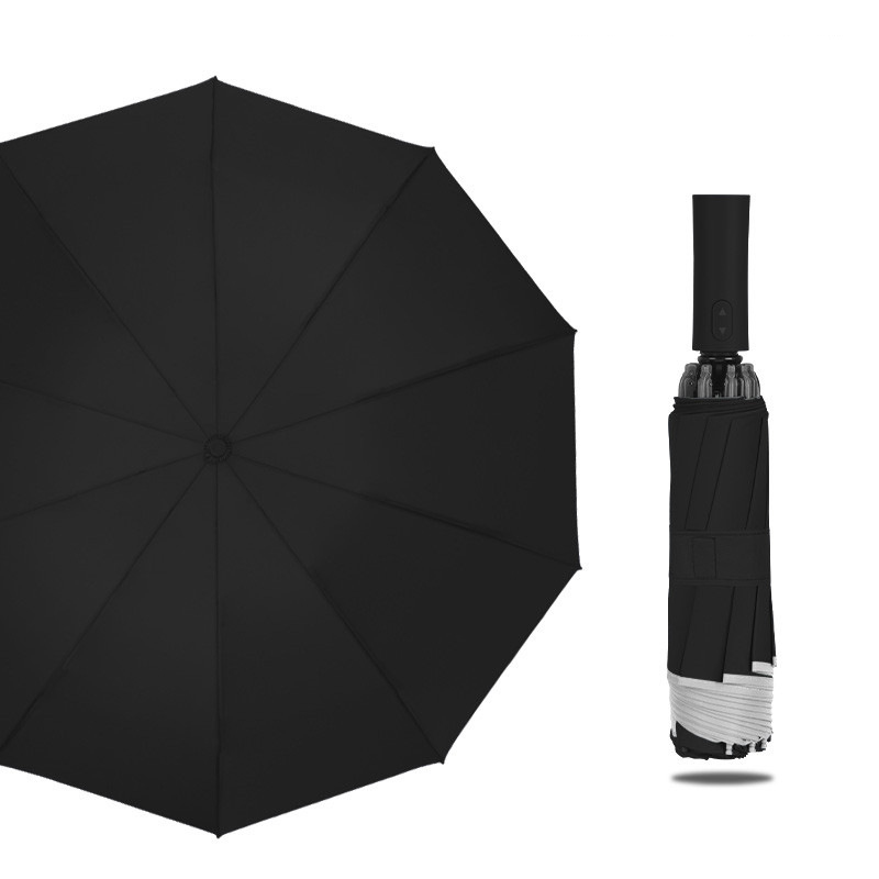 AutoHome ร่ม auto ร่มพับอัตโนมัติ ร่มร่มพับ ร่มกันuv ร่มอัตโนมัติ ขอบร่มสะท้อนกับแสง ร่มพับได้ กันได้ทั้งฝนและแดด D32 สี D32-Black สี D32-Black