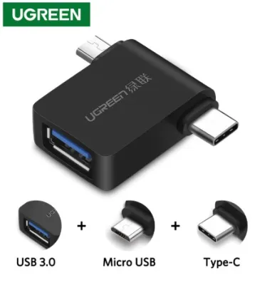 Ugreen OTG Adapter 2-in-1 Micro USB Type C to USB 3.0 Type-C Adapter For Samsung Galaxy S10 Macbook USB C OTG Adapter Converter