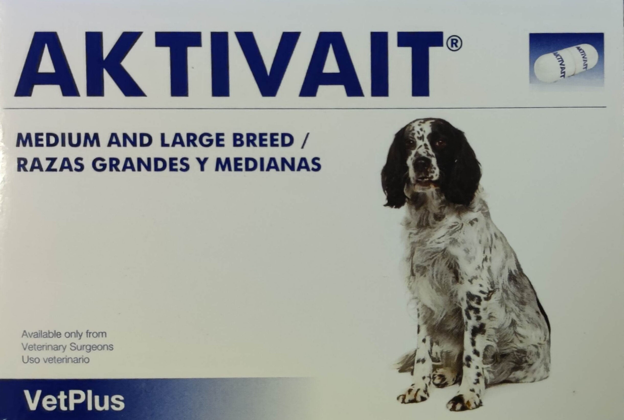 [Exp 07/2023] AKTIVAIT Medium and Large Breed Senior Dogs VetPlus บำรุงสมองและระบบประสาท สำหรับสุนัขสูงอายุ 7 ปี ขึ้นไป ขนาดกลางและใหญ่ 1 กล่อง( 60 แคปซูล)