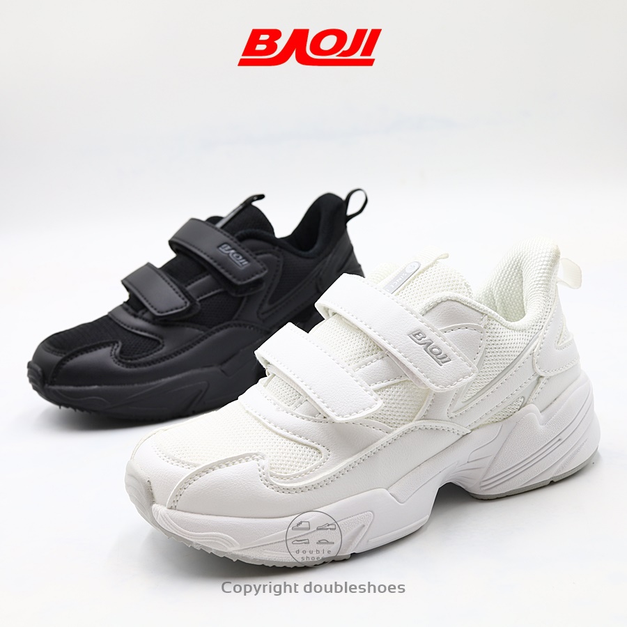 BAOJI[รุ่น BJK109] ของแท้ 100% รองเท้านักเรียนเด็ก รองเท้าพละเด็ก รองเท้าวิ่ง รุ่น (ดำ/ ขาว) ไซส์ 33-37