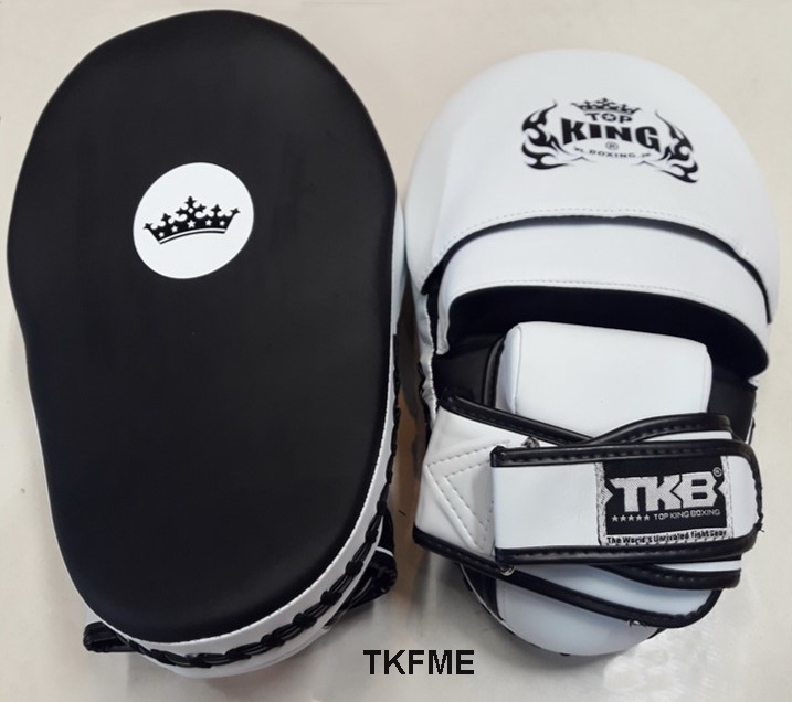 Top King focus mitts TKFME Black-White for Training Muay Thai MMA K1 เป้ามือท็อปคิงส์ แบบโค้ง สีดำ-ขาว สำหรับเทรนเนอร์ ในการฝึกซ้อมนักมวย