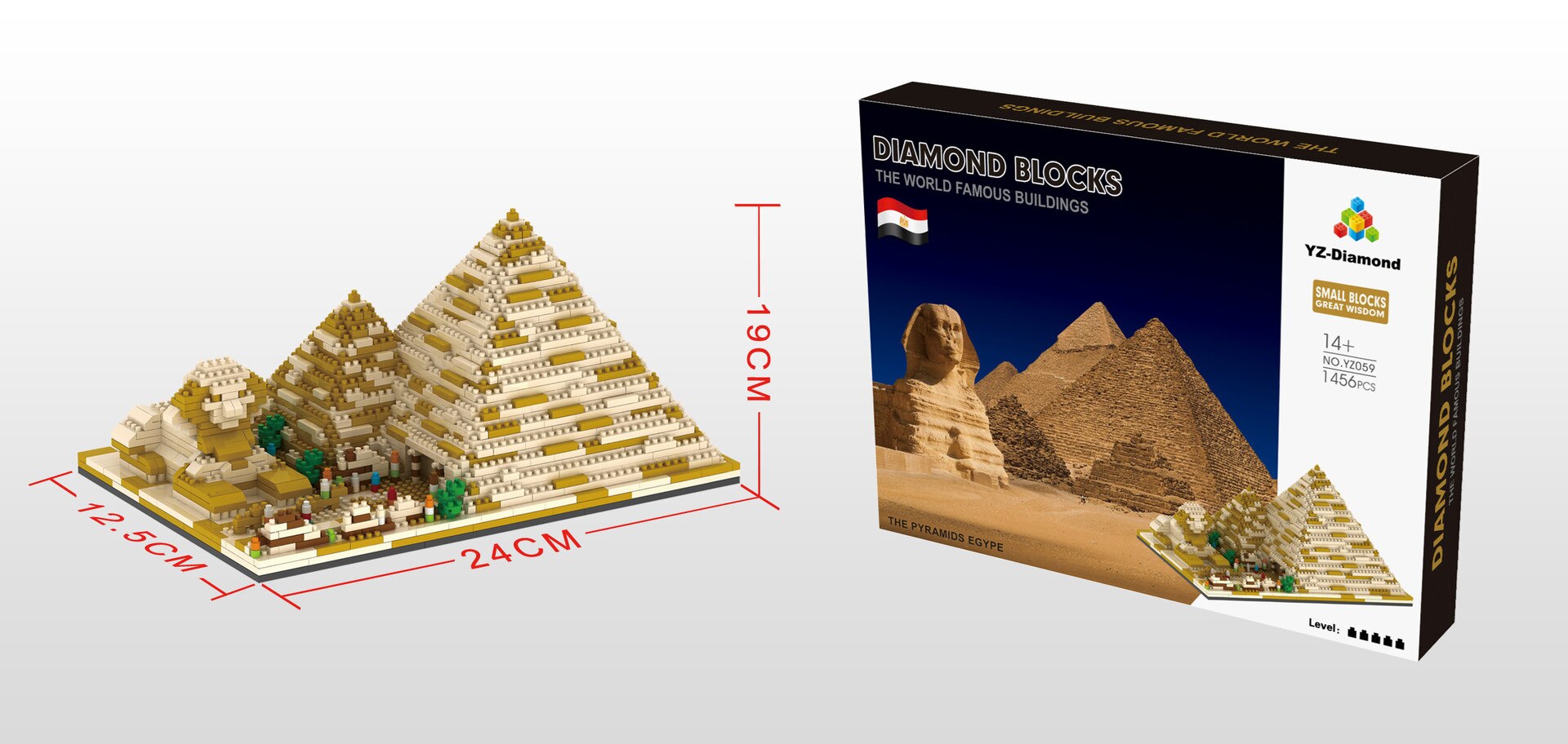 1456pcs+ Pyramid Building Blocks Egypt World Famous Architecture Micro Brick YZ059 City 3D Model