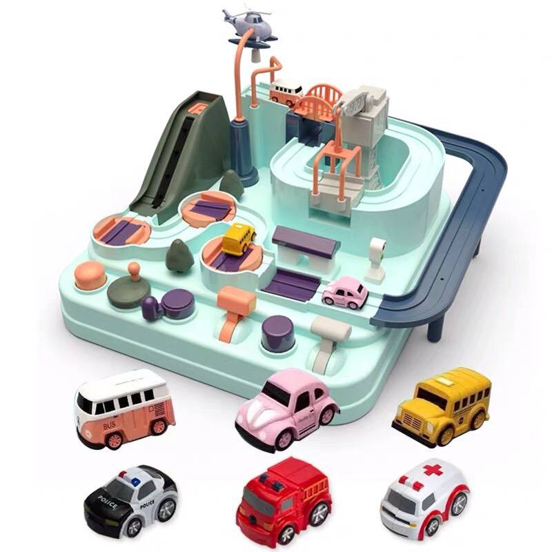 Kids Story รถรางผจญภัย ของเล่นจำลองรถราง รางรถไฟปริศนาเด็ก รถรางผจญภัยพร้อมรถเล็ก8คัน ของเล่นเสริมพัฒนาการเด็ก สินค้าพร้อมส่ง