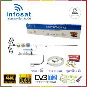 เสาอากาศ INFOSAT 30E + ขางอ+ พุกเหล็ก 4 ตัว + สาย 10 เมตร