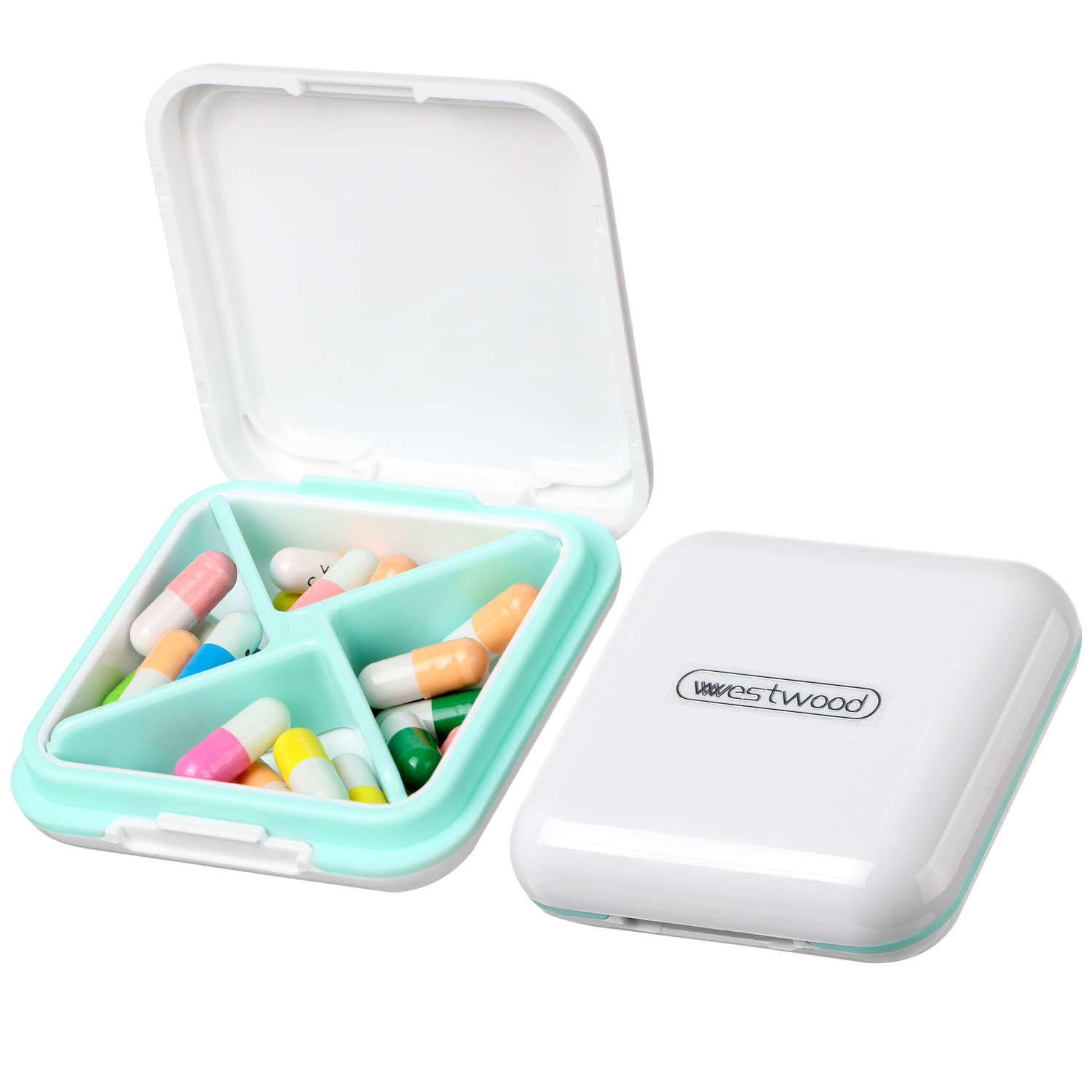 Organizer Box Travel Four Square Grid Portable Waterproof Removable Compartment Medicine Organizer Box Medication Case