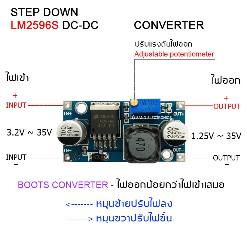 LM2595 DC-DC Step Down Converter สเต็ปดาวน์ วงจรลดแรงดันไฟ โมดูลลดแรงดันไฟ