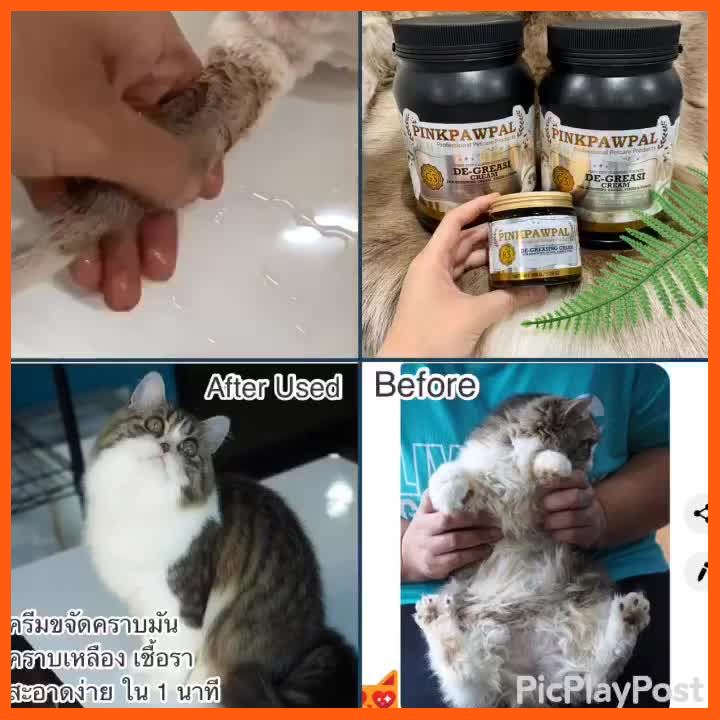 SALE Pinkpawpal Cleansing Cream น้องแมว R3 ครีมขจัดคราบมัน คราบเหลือง เชื้อรา โคนหางดำ 150g. สัตว์เลี้ยง แมว ทรายแมวและห้องน้ำ