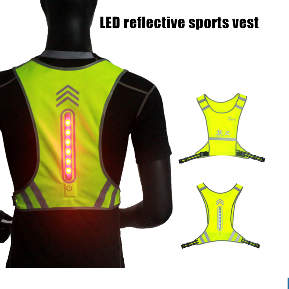 เสื้อกั๊กสะท้อนแสงไฟ LED สำหรับวิ่ง ปั่นจักรยาน ในเวลากลางคืน