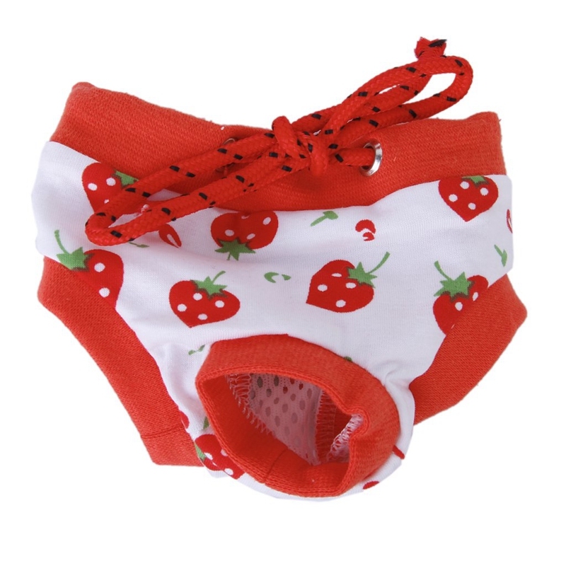 Small Female Pet Puppy Dog Clothes Physiological Sanitary Diaper Pant Red+White S