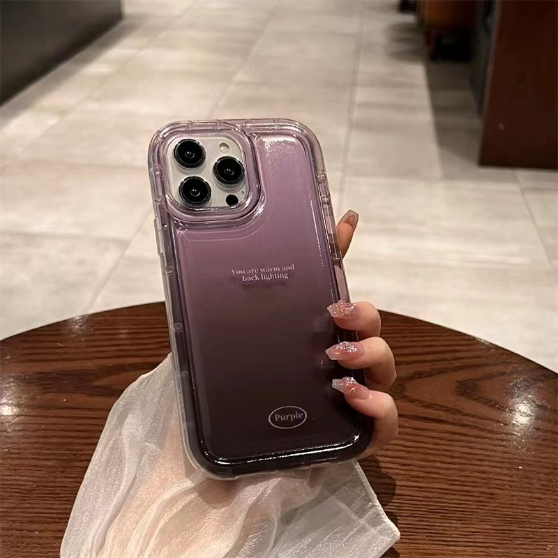 For IPhone 14 Pro Max IPhone Case Thickened TPU Soft Case Clear Case Airbag Shockproof Gradual Grape Purple Compatible with For 12 Pro Max