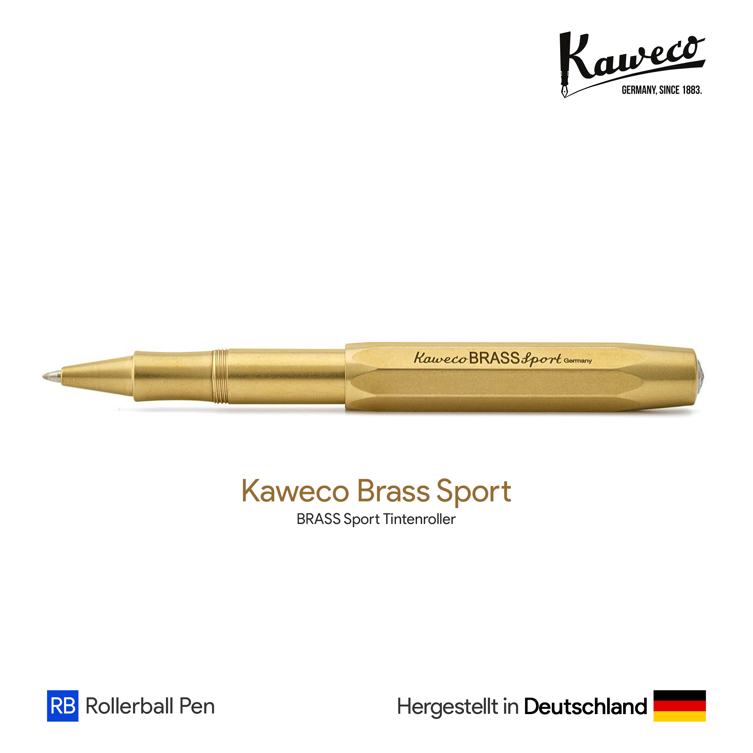 Kaweco Brass Sport Rollerball Pen - ปากกาโรลเลอร์บอลล์คาเวโก้สปอร์ต  รุ่นทองเหลือง