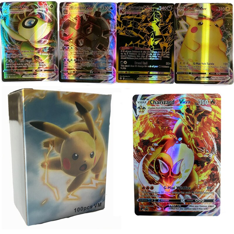 22 New 100pcs Set Pokemon Cards Vmax English Charizard Rainbow Only Vmax Game Battle Carte Trading Card Toys For Children Gift Lazada