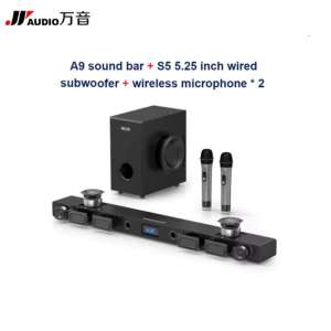 JY Audio A9KS Sound Bar Karaoke 60w+60w 2.1 Channel Bluetooth JY Audio
+ Subwoofer S5 + 2 Wireless Microphone