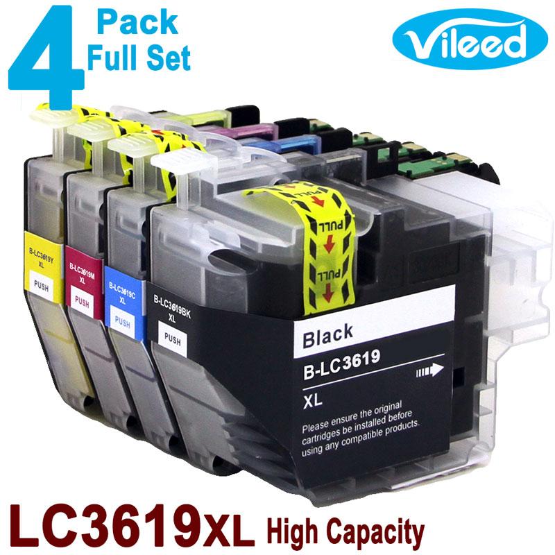 4 Pack LC3619 XL BK C M Y Full Set Print Ink Cartridge for Brother MFC J2330DW J2730DW J3530DW J3930DW MFC-J2330DW MFC-J2730DW MFC-J3530DW MFC-J3930DW Inkjet Color Printer, (High Yield / Capacity for LC3617 ) LC3619XL Black Cyan Magenta Yellow