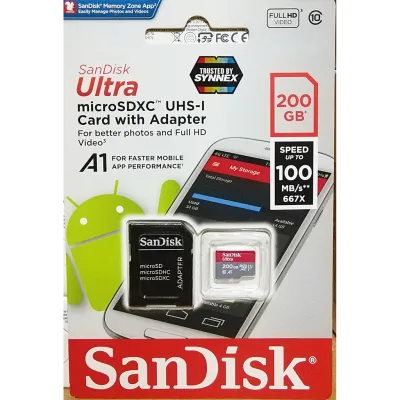✫CLLPPL1 ลด 8 Sandisk MicroSD Ultra 200GB 100MBs ประกันSynnex 10ปี☆