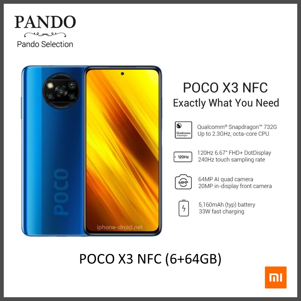 ขายดี [ผ่อน 0+ส่งฟรี !!] POCO X3 NFC (6+64GB) จอ 6.67" FHD+ SD 732G แบตฯ 5,160 mAh กล้องหลัง 4
