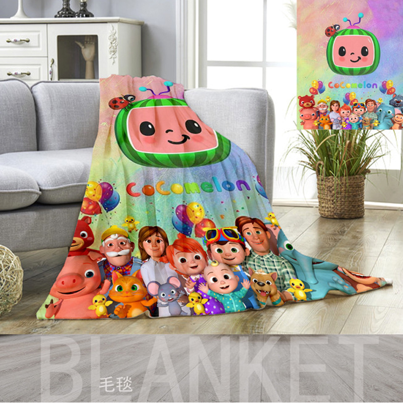 Cartoon Kids Coco melon Blanket JJ 3D Printing Flannel Blankets Bed