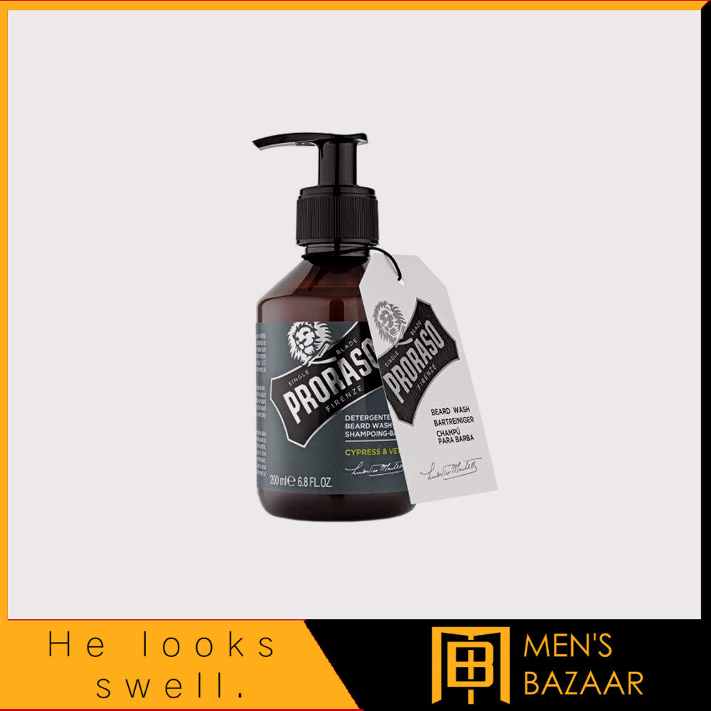 Proraso Beard Wash 200ml - Cypress & Vetyver-Men's Bazaar-หลังโกนหนวด