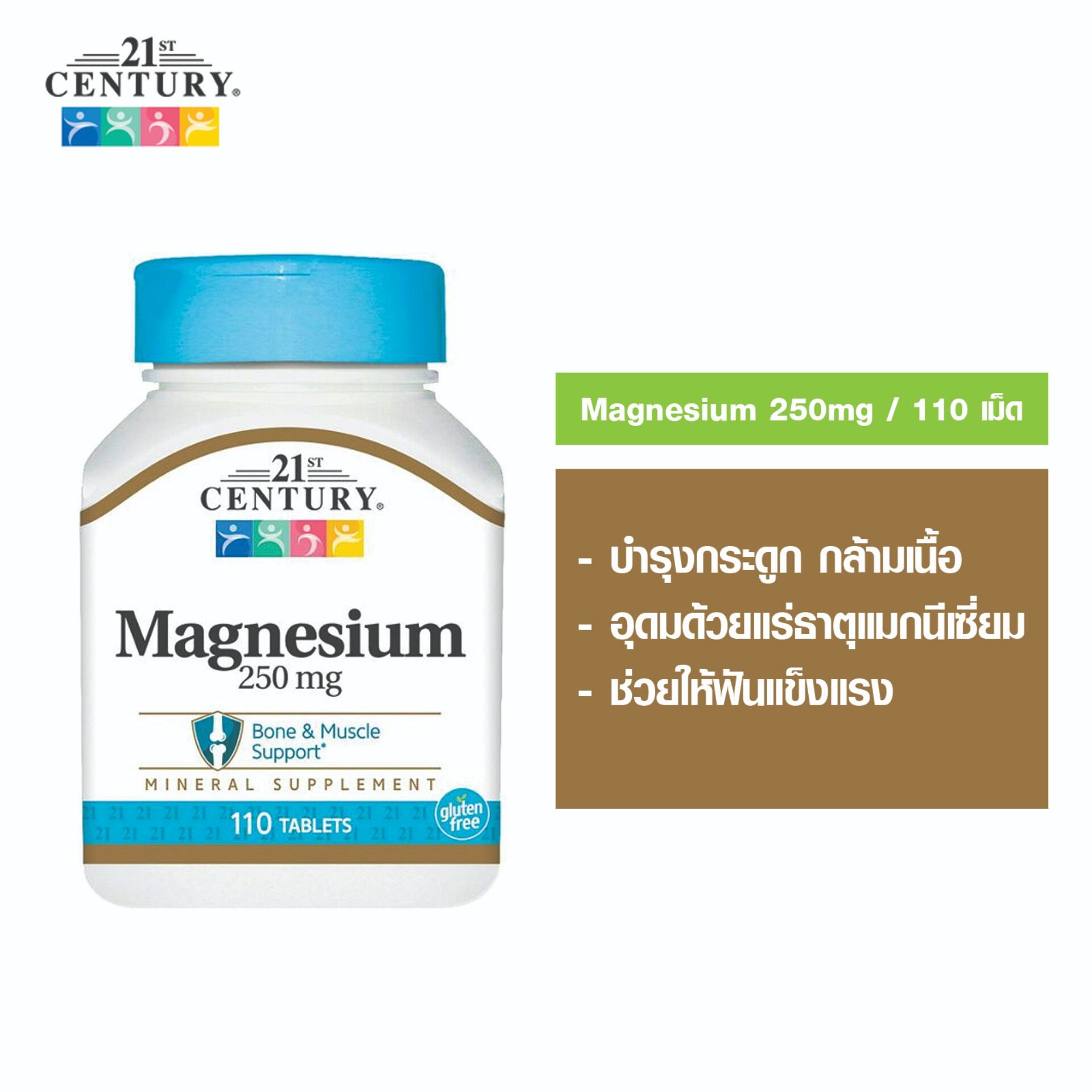 21st Century, Magnesium, 250 mg, 110 Tablets แมกนีเซียม