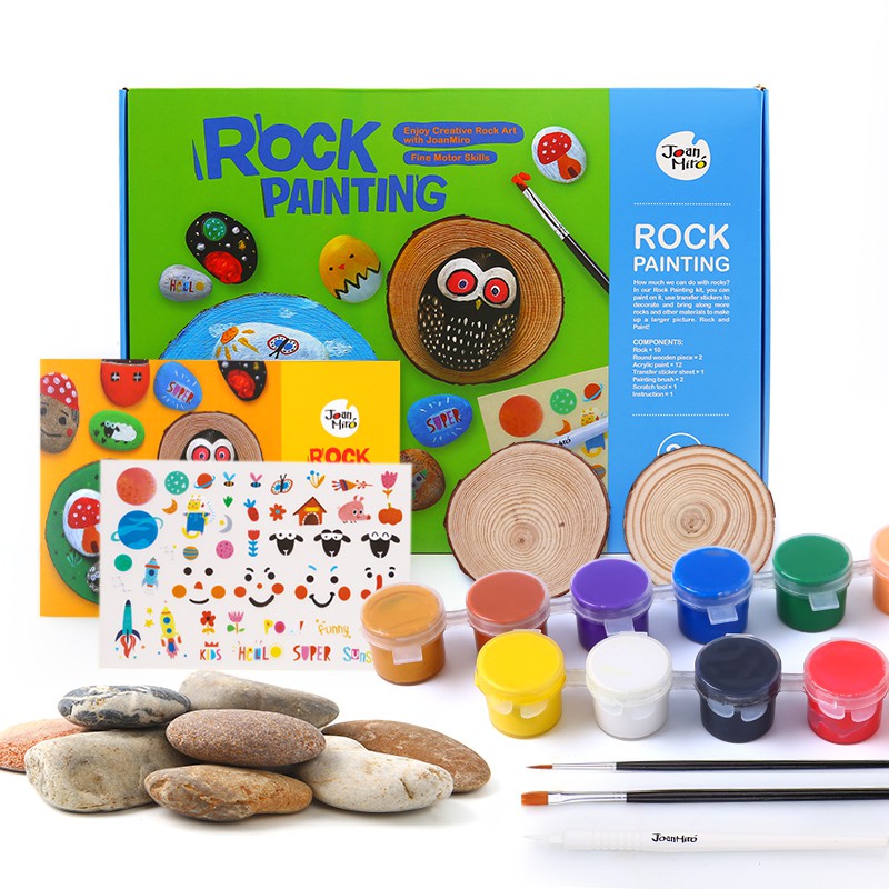 [ของแท้ 100%] Joan Miro ชุดกิจกรรมสําหรับระบายสีลงบนหิน Rock Painting ของเล่นเด็ก 2-3 ขวบขึ้นไป