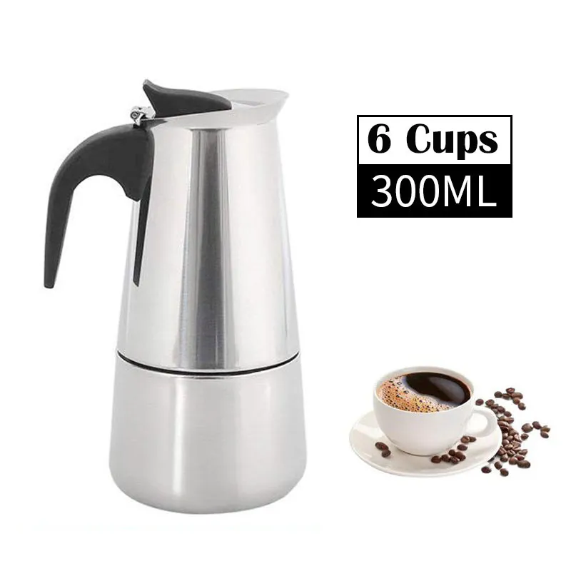 มอคค่าพอท รุ่นสแตนเลส หม้อกาแฟ เครื่องชงกาแฟ แบบพกพา เครื่องทำกาแฟสด เอสเปรสโซ่พอท 300 มล /450 มล Stainless steel moka coffee pot Simplekey