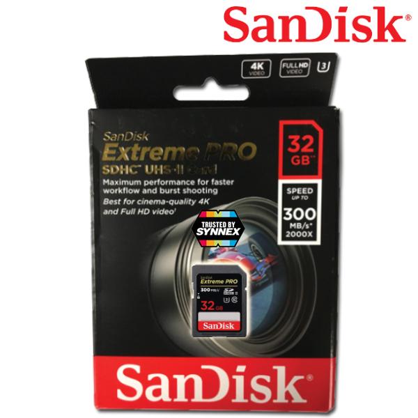 SanDisk Extreme PRO SDHC UHS-II SDCards ความจุ 32 GB ความเร็วอ่าน 300 MB/S  (SDSDXPK_032G_GN4IN) Memory เมมโมรี่ การ์ด แซนดิส ซินเน็ค สำหรับกล้องDSLR  กล้องถ่ายภาพ กล้องถ่ายรูป กล้องโปร มิลเลอร์เลส รับประกัน Lifetime ปี โดย  Synnex (สีดำ) | Lazada.co.th