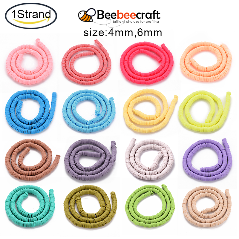 Beebeecraft 1 Strand Handmade Polymer Clay Bead Strands Heishi Beads Disc