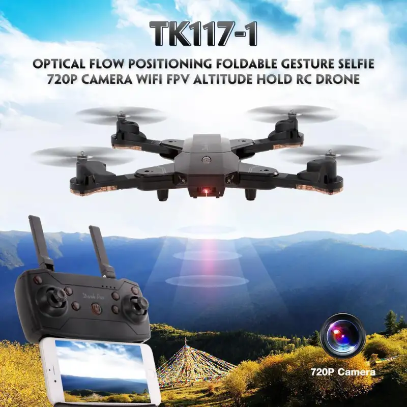 ภาพสินค้าDrone TK 117-1 โดรนถ่ายภาพ ถ่ายวีดีโอ TK117-1 กล้องชัด 720P แบตตอรี่ 1300 มิลลิแอมป์ ควบคุมการถ่ายภาพด้วยฝ่ามือ มีเซนเซอร์ด้านใต้บินตามวัตถุ พร้อมFPV บินกลับ ขี้นลงได้ในปุ่มเดียว ตีลังกา ล๊อคความสูง -ไม่ต้องขึ้นทะเบียน จากร้าน DAIMOND บน Lazada ภาพที่ 3