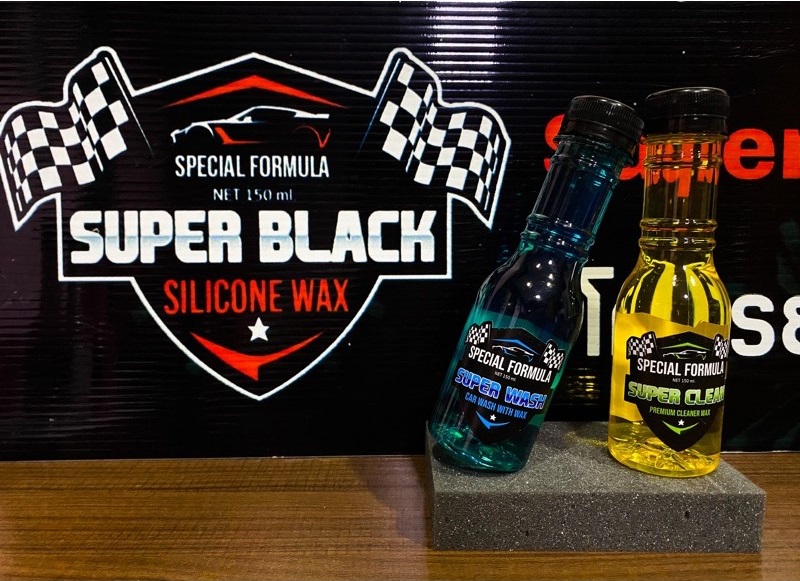 Super black น้ำยาขจัดคราบระเบิดขี้ไคล+น้ำยาล้างพร้อมเคลือบสีในตัว(แพ็คคู่) ขนาด 150ML