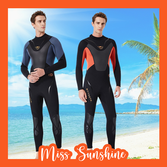 พร้อมส่ง ชุดดำน้ำ แขนยาวขายาว ชุดว่ายน้ำ สำหรับผู้ชาย หนา 3 mm. Diving suit wetsuit AS02