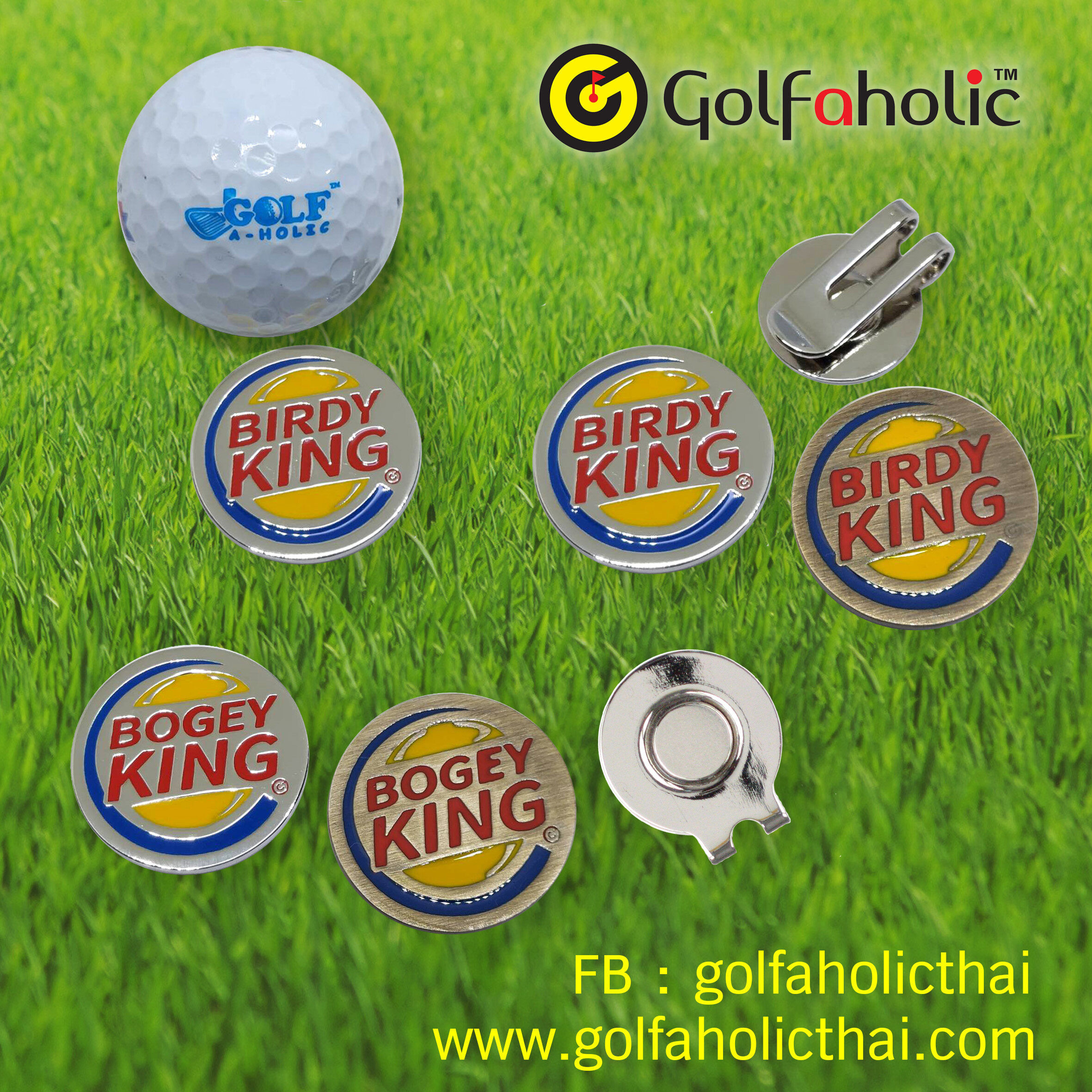 Bogey King Birdy King Golfaholic Magnetic Golf Ball Marker Hat Clip กอล์ฟ บอลมาร์คเกอร์. 