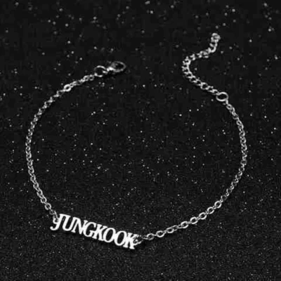 Korean Trendy Stainless Steel Name Kpop Bracelet Fashion Jungkook Jin Suga Jhope V Jimin Silver Color Letter Bracelets Bangles