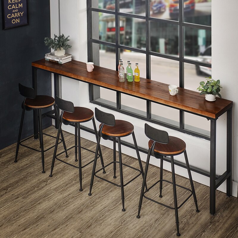 โปรโมชั่น โต๊ะบาร์ สีดำ แข็งแรง ขนาด 40*140*100เซนติเมตร ลดกระหน่ำ โต๊ะ บาร์ สูง โต๊ะ เคาน์เตอร์ บาร์ โต๊ะ บาร์ ติด ผนัง โต๊ะ บาร์ loft