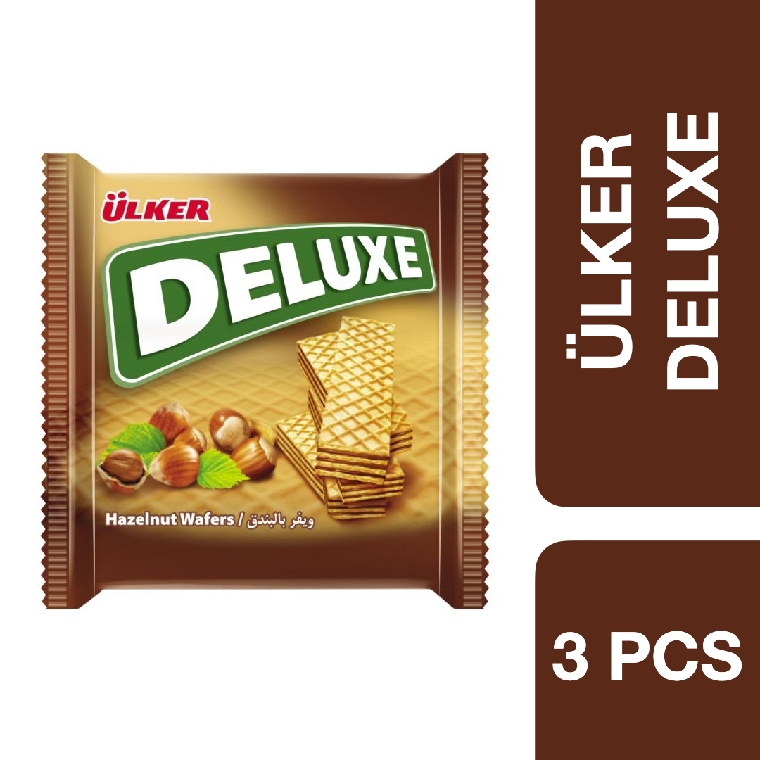 Ulker Deluxe Hazelnut Wafer 40g x 3 ++ อุลเคอร์ ดีลักซ์เวเฟอร์เฮเซลนัท 3 x 40 กรัม