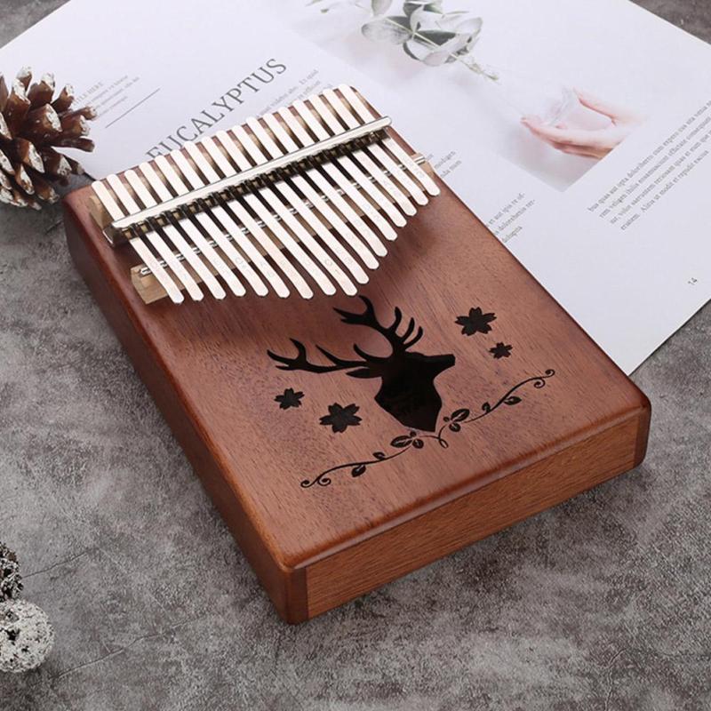 17 Phím Kalimba Đơn Ban Gỗ Gụ Ngón Tay Cái Đàn Piano Mbira Bàn Phím Nhạc Cụ Dụng Cụ