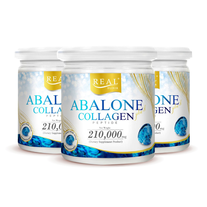 Real​ Elixir​ Abalone Collagen อาบาโลน คอลลาเจน เปปไทด์ (ขนาด 210g.) 3 กระปุก