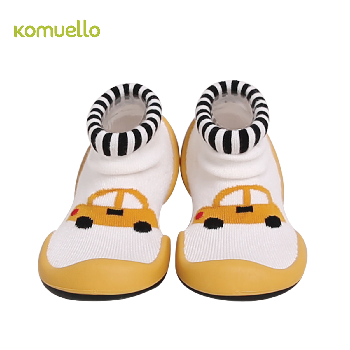 Komuello - รองเท้าเด็กหัดเดิน รองเท้าเด็ก ลาย Road Trip สีเหลือง กระชับ นุ่ม ใส่สบาย ระบายอากาศ