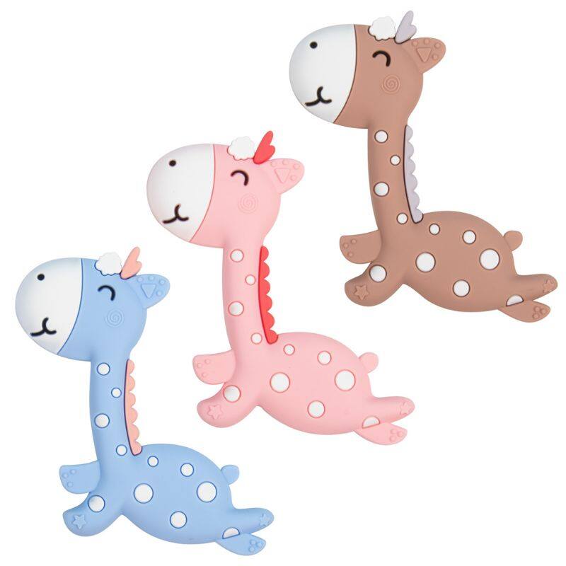 ยางกัดเด็กปลอดสารพิษ, FDA , ออกแบบรูปยีราฟ    Non-toxic Baby Teether, FDA Approved, Fun Giraffe Shape Designs  สีวัสดุ สีฟ้า