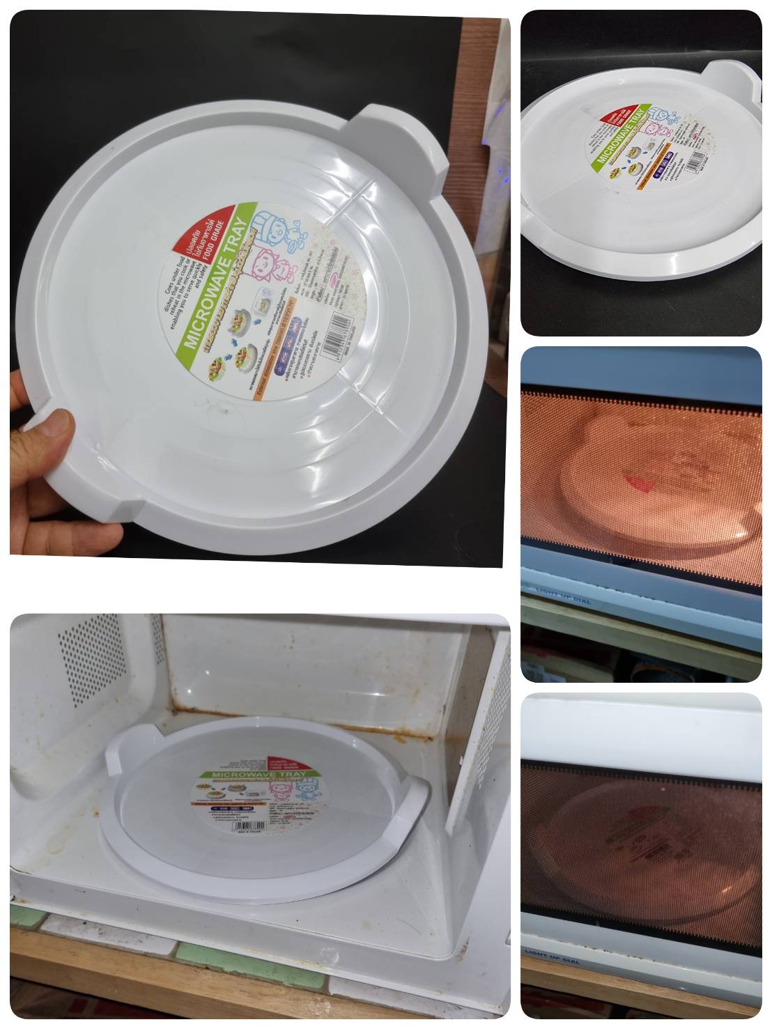 ถาดรองจานอาหารสำหรับอุ่นด้วยเตาไมโครเวฟ Microwave Tray พร้อมที่จับยกเสริฟได้ทันที ทำความสะอาดได้ง่าย ใช้ได้กับเตาฯทุกรุ่น
